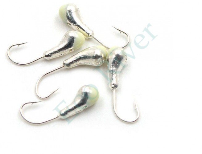 Мормышка Яман уралка с отв.,цв.SILVER PLATED, с фосф. пяткой, d 5, вес 1,0 г (уп. 5 шт.)