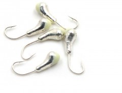 Мормышка Яман уралка с отв.,цв.SILVER PLATED, с фосф. пяткой, d 5, вес 1,0 г (уп. 5 шт.)