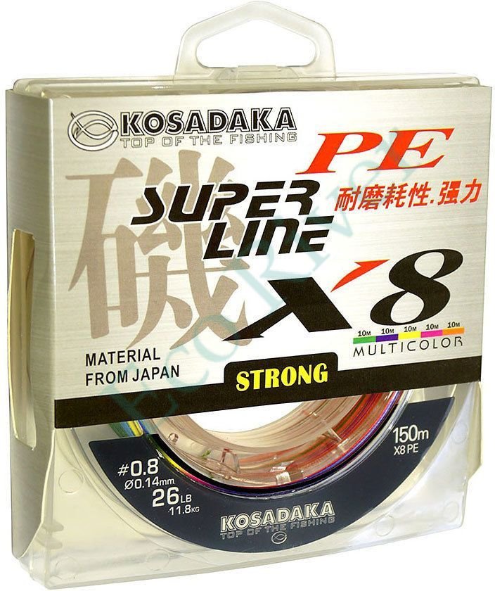 Леска плетёная Kosadaka Super PE X8 multicolor 0.20 150м