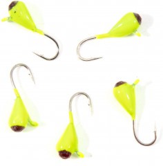 Мормышка вольфрамовая Яман  Капля с ушк. + кр. камень, р.3, вес 0,5 г, цв.лимон(уп.5 шт.)