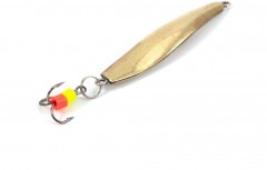 Блесна вертикальная Яман Пиявка c тройником, размер 40 мм, вес 5,1 г, цвет никель/латунь/150/