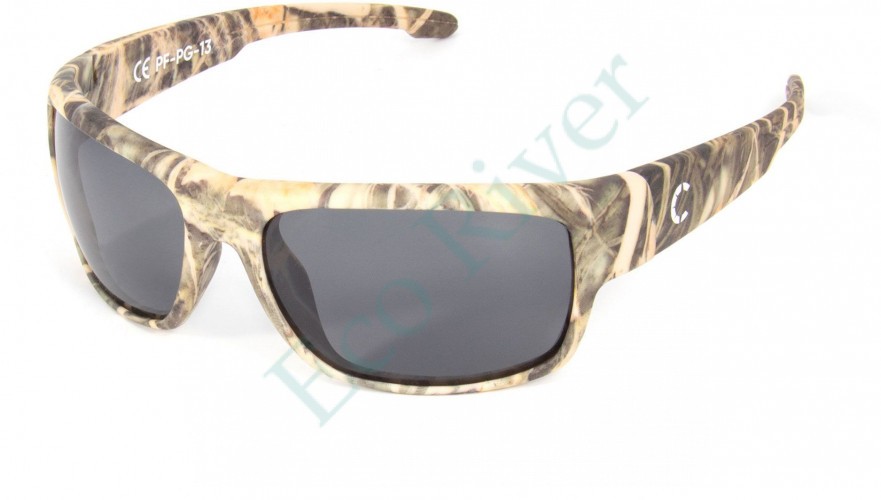 Очки поляризационные плавающие Следопыт Dark camo поляризационные в футляре, линзы grey/100/