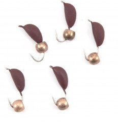 Мормышка безнасад. Яман Банан матовый шоколад, d-4 мм, вес 1 г, шарик никелированный (уп.5 шт)