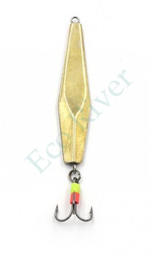 Блесна вертикальная Яман Торпедка Курского с тройником,размер 50мм,вес 8,5г,цвет никель/латун/150/