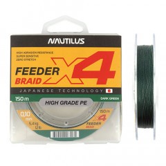 Леска плетёная Nautilus X4 Feeder Braid dark green 0.12мм 150м