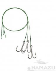 Поводок стальной Namazu Leader 1х7 Nylon Coated Green, d-0,48 мм, L-50 см, с двойным крючком 7826 Do