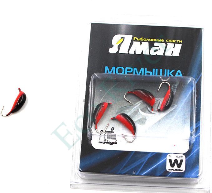Мормышка вольфрамовая Яман Банан с ушк, р.2,50,вес 0,70,цв.черн/кр.(уп.5 шт.)