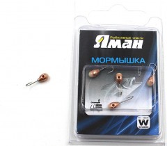 Мормышка вольф Яман Капля с фосф. с отв, р.3,вес 0,30 цв.медь(уп.5 шт.)