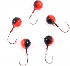 Мормышка вольфрамовая Яман  Шар с отв, р.3,5 вес 0,40 цв.черн./красн.(уп.5 шт.)