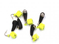 Мормышка вольф. безнасадочная Яман Уралка с отв. с коронкой из никеля, d-4 мм, вес 1,0 г, с жёлтым