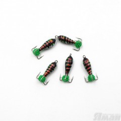 Мормышка вольф. безнасадочная ЯМАН Черт с петлей (длинный) Малек, d-3 мм, вес 0,9 г, подвеска икринка оранжевая (уп. 5 шт.)