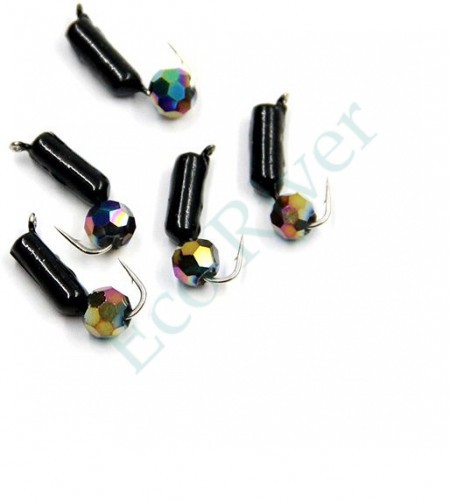 Мормышка безнасадочная Яман Гвоздешарик черный, d-2 мм, вес 0,45 г, кристалл хамелеон (уп. 5 шт.)