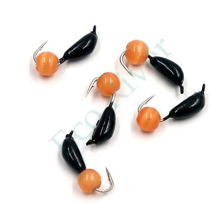 Мормышка безнасадочная Яман Банан черный, d-4 мм, вес 1 г, кошачий глаз красный (уп. 5 шт.)