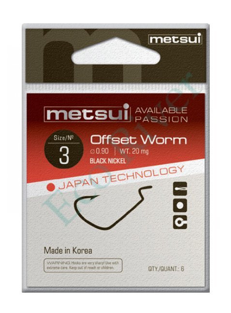 Крючок Metsui offset worm bln №2 6шт OW-BLN-02