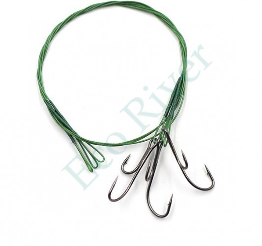 Поводок стальной Namazu Leader 1х7 Nylon Coated Green, d-0,33 мм, L-30 см, с живцовым крючком 4715 D