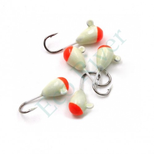 Мормышка Яман капля с ушком., цв.19, с красн. пяткой, d 5, вес 0,9 г (уп.5 шт.)