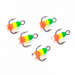 Крючок-тройник Яман Светофор с глазком, размер 18 (INT), цв. флуоресцентный (5 шт.)