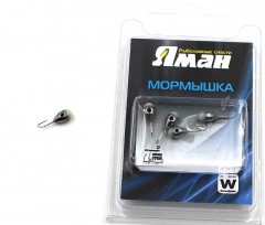 Мормышка вольф Яман Капля с фосф. с отв, р.3,вес 0,30 цв.черн.никель(уп.5 шт.)