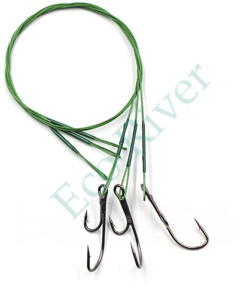 Поводок стальной Namazu Leader 1х7 Nylon Coated Green, d-0,39 мм, L-30 см, с живцовым крючком 4715 D