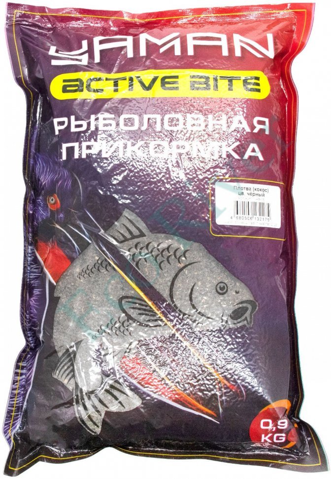 Прикормка Yaman Active Bite Плотва (кокос), цв. чёрный, 900 г/15/