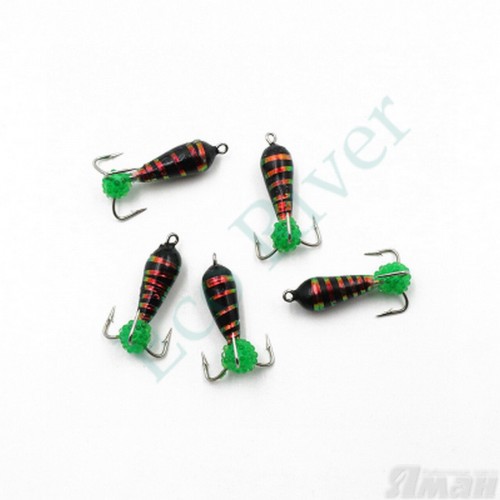 Мормышка вольф. безнасадочная ЯМАН Черт с петлей (длинный) Малек, d-4 мм, вес 1,5 г, подвеска икринка оранжевая (уп. 5 шт.)