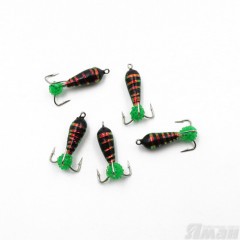 Мормышка вольф. безнасадочная ЯМАН Черт с петлей (длинный) Малек, d-4 мм, вес 1,5 г, подвеска икринка оранжевая (уп. 5 шт.)