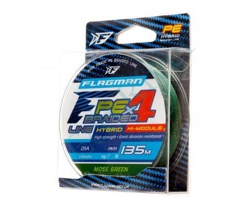 Леска плетёная Flagman PE Hybrid F4 0.16 135м 9.1кг moss green 26135-016
