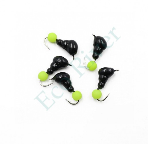 Мормышка безнасадочная Яман Муравей с ушком, вес 1,2 г, шарик желтый неон (уп. 5 шт.)