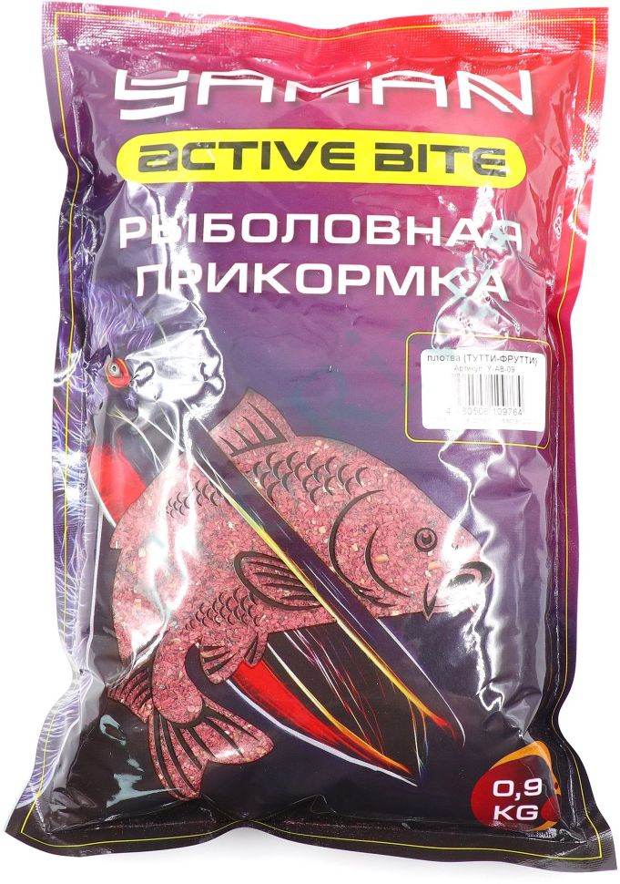 Прикормка Yaman Active Bite Плотва (тутти-фрутти), цв. красный, 900 г/15/