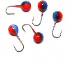 Мормышка вольфрамовая Яман  Шар с отв, р.4, вес 0,60 цв.красно-синий(уп.5 шт.)