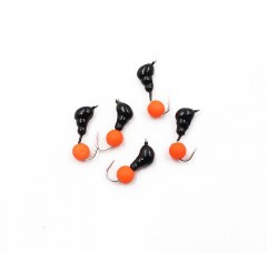 Мормышка безнасадочная Яман Муравей с ушком, вес 0,45 г, шарик оранжевый неон (уп. 5 шт.)