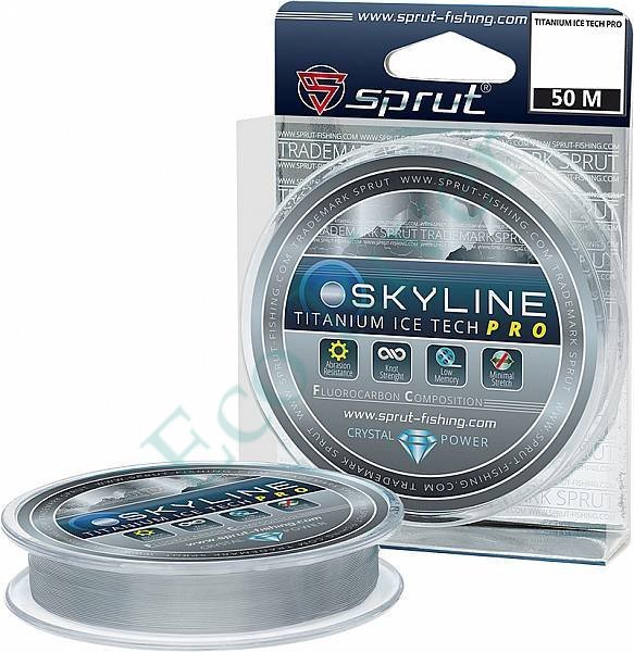 Леска Sprut Skyline Fluorocarbon Composition IceTech PRO titanium 0.255 50м