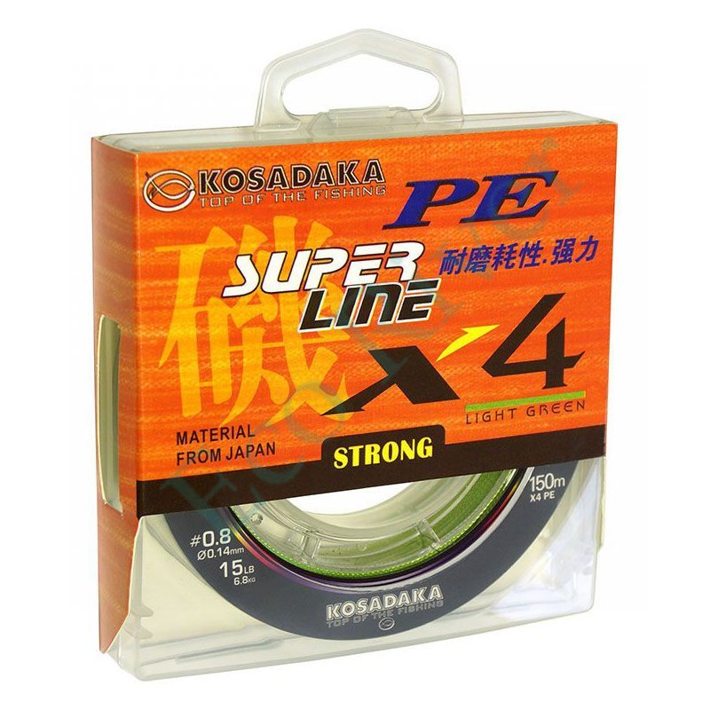 Леска плетёная Kosadaka Super PE X4 light green 0.40 150м