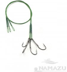 Поводок стальной Namazu Leader 1х7 Nylon Coated Green, d-0,42 мм, L-30 см, с живцовым крючком 4715 D