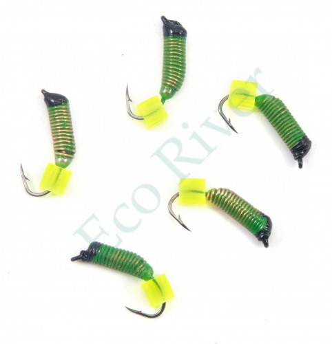 Мормышка вольф. безнасадочная Яман Ручейник №3, d-1.5 мм, L-8.5 мм, вес 0,45 гр., фц. желтый кубик