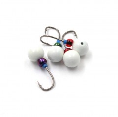 Мормышка литая Яман Дробинка, вес 0,5 гр., кр. Kumho №41, цв. бел. с/накопит. (уп. 5 шт.)