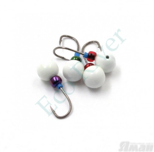 Мормышка литая Яман Дробинка, вес 0,5 гр., кр. Kumho №41, цв. бел. с/накопит. (уп. 5 шт.)