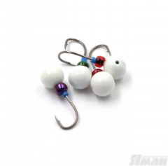 Мормышка литая Яман Дробинка, вес 0,5 гр., кр. Kumho №41, цв. бел. с/накопит. (уп. 5 шт.)