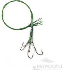 Поводок стальной Namazu Leader 1х7 Nylon Coated Green, d-0,42 мм, L-40 см, с живцовым крючком 4715 D