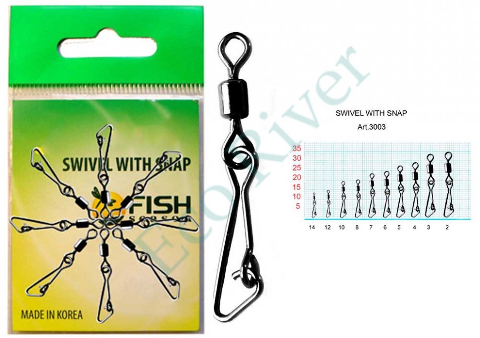 Вертлюг Fish Season с застеж. Hooked №10 12кг 9шт 3003-10F