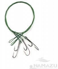 Поводок стальной Namazu Leader 1х7 Nylon Coated Green, d-0,48 мм, L-40 см, с живцовым крючком 4715 D