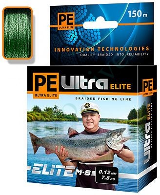 Леска плетёная Aqua Pe Ultra Elite M-8 dark green 0.14мм 150м