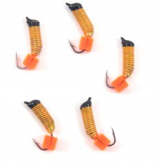 Мормышка вольф. безнасадочная Яман Ручейник №3, d-1.5 мм, L-8.5 мм, вес 0,45 гр., фц. красный куби