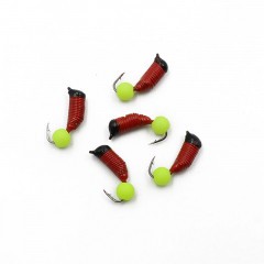 Мормышка вольф. безнасадочная Яман Ручейник №6, d-2.5 мм, L-8.5 мм, вес 0,80 гр., фц. желтый шар,