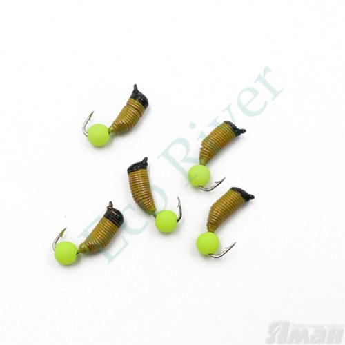 Мормышка вольф. безнасадочная Яман Ручейник №6, d-2.5 мм, L-8.5 мм, вес 0,80 гр., фц. желтый шар,