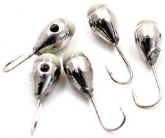 Мормышка вольфрамовая Яман  Капля с фосф. с отв, р.5,5,вес 2,20 цв.никель(уп.5 шт.)