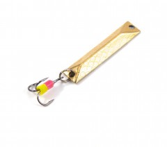 Блесна вертикальная Яман Шпала c тройником, размер 30 мм, вес 3,1 г, цвет никель/латунь/150/