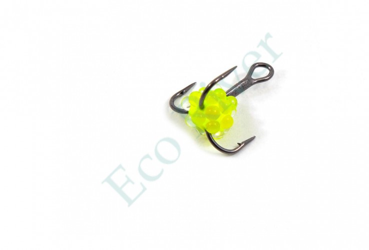 Крючок-тройник Яман с икринкой, размер 16 (INT), цв. ФЖ (5 шт.)