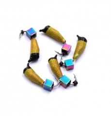 Мормышка вольф. безнасадочная Яман Ручейник №7, d-2.5 мм, L-9.5 мм, вес 1,00 гр., кубик, цв. желты