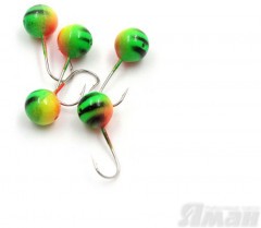 Мормышка вольфЯМАНШар с отв, р.6, вес 1,90 цв.окунь(уп.5 шт.)